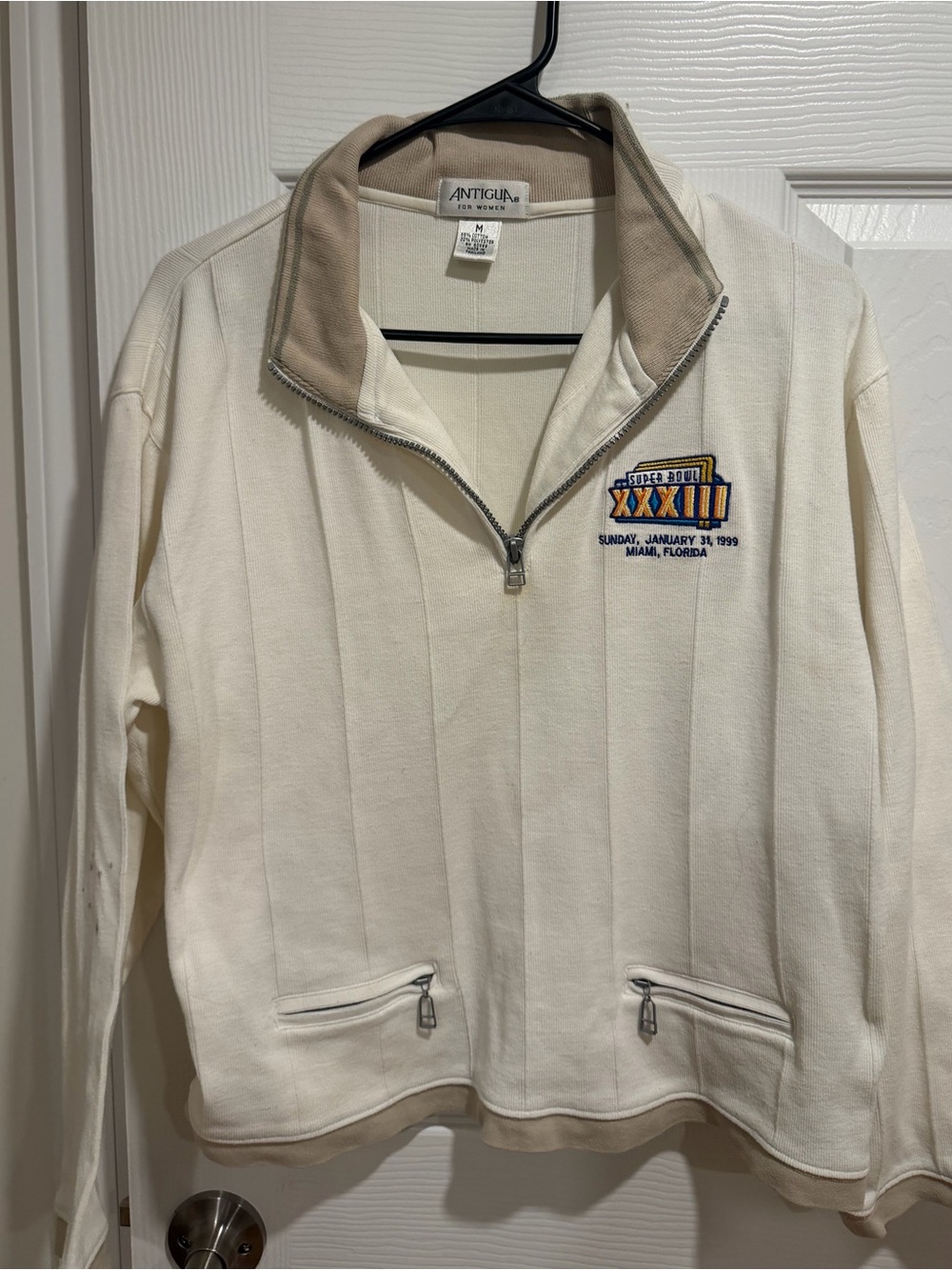 🔥RARE Vintage Y2K Super Bowl XXXIII Zip-Up Jacket Antigua Women’s Medium 1999